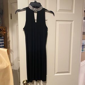 MSK Black Mini Dress with Silver Embellished Collar